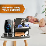 Load image into Gallery viewer, Phone Docking Station Ash Wood with Rotating Swivel Wallet Keys Watch Organizer