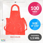 Load image into Gallery viewer, Red Plastic Disposable Aprons Adults for Painting 28 x 46 Inch Pack of 100 Disposable Plastic Aprons 1.5 Mil. Unisex Waterproof Polyethylene Painting Apron for Food Industry