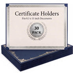 Load image into Gallery viewer, 30 Pack Single Sided Certificate Holders 8.5x11 Blue   Award Certificate Folders with Silver Foil Border Cardstock Covers Letter Size   Graduation Certificate Sleeves   Protective Diploma Holders Bulk
