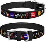Load image into Gallery viewer, Design Leather Dog Collar for Puppy Small Medium and Large Dogs NASA Leather Buckle Dog Collar Boy &amp; Girl Leather Dog Collar (8 11 Neck 1 2 Wide Black)