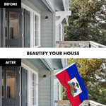 Load image into Gallery viewer, G128 Combo Pack: 6 Ft Tangle Free Spinning Flagpole (Silver) &amp; Haiti Flag 3x5 Ft Printed 150D Polyester, Brass Grommets (Flag Included) Aluminum Flag Pole