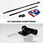 Load image into Gallery viewer, G128 Combo Pack: 5 Ft Tangle Free Aluminum Spinning Flagpole (Black) &amp; Ohio OH State Flag 2x3 Ft, StormFlyer Series Embroidered 220GSM Spun Polyester  Pole with Flag Included