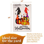 Load image into Gallery viewer, G128 Garden Flag Happy Halloween Two Witchy Gnomes 12x18 Blockout Fabric