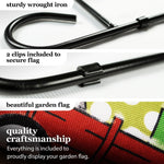 Load image into Gallery viewer, G128 Combo Pack: Garden Flag Stand Black 36 in x 16 in &amp; Garden Flag Winter Decoration Warm and Fuzzy Holiday Wishes Wagon with Gifts 12x18 DoubleSided Burlap Fabric