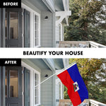 Load image into Gallery viewer, G128 Combo Pack: 5 Ft Tangle Free Spinning Flagpole (White) &amp; Haiti Flag 2.5x4 Ft Embroidered 220GSM Spun Polyester, Brass Grommets (Flag Included) Aluminum Flag Pole