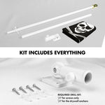 Load image into Gallery viewer, G128 Combo Pack: 5 Ft Tangle Free Aluminum Spinning Flagpole (White) &amp; Pirate Jolly Roger Bones Flag 2.5x4 Ft, ToughWeave Series Embroidered 300D Polyester  Pole with Flag Included