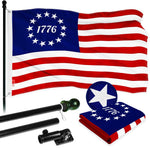 Load image into Gallery viewer, G128 Combo Pack: 6 Ft Tangle Free Aluminum Spinning Flagpole (Black) &amp; Betsy Ross 1776 Flag 3x5 Ft, ToughWeave Series Embroidered 300D Polyester  Pole with Flag Included