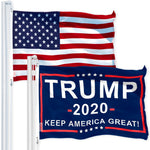 Load image into Gallery viewer, G128 Combo Pack: USA American Flag 3x5 Ft 150D Printed Stars &amp; Trump Keep America Great Flag 3x5 Ft 150D Printed