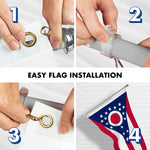 Load image into Gallery viewer, G128 Combo Pack: 6 Feet Tangle Free Spinning Flagpole (Silver) Ohio OH State Flag 3x5 ft Printed 150D Brass Grommets (Flag Included) Aluminum Flag Pole