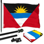 Load image into Gallery viewer, G128 Combo Pack: 6 Ft Tangle Free Aluminum Spinning Flagpole (Black) &amp; Antigua and Barbuda Antiguan and Barbudan Flag  3x5 Ft LiteWeave Pro Series Printed 150D Polyester  Pole with Flag Included
