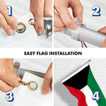 Load image into Gallery viewer, G128 Combo Pack: 6 Ft Tangle Free Aluminum Spinning Flagpole (Silver) &amp; Kuwait Kuwaiti Flag 3x5 Ft, LiteWeave Pro Series Printed 150D Polyester  Pole with Flag Included