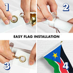 Load image into Gallery viewer, G128 Combo Pack: 6 Ft Tangle Free Aluminum Spinning Flagpole (White) &amp; South Sudan South Sudanese Flag 3x5 Ft, LiteWeave Pro Series Printed 150D Polyester  Pole with Flag Included