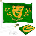 Load image into Gallery viewer, G128 Combo Pack: 6 Ft Tangle Free Spinning Flagpole (White) &amp; Erin Go Bragh Flag 3x5 Ft Printed 150D Polyester, Brass Grommets (Flag Included) Aluminum Flag Pole