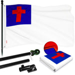 Load image into Gallery viewer, G128  6 Feet Tangle Free Spinning Flagpole (Black) Christian Flag Brass Grommets Embroidered 3x5 ft (Flag Included) Aluminum Flag Pole