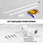 Load image into Gallery viewer, G128 Combo Pack: 6 Ft Tangle Free Aluminum Spinning Flagpole (White) &amp; Uruguay Uruguayan Flag 3x5 Ft, Double ToughWeave Series Double Sided Embroidered 210D Polyester  Pole with Flag Included