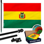 Load image into Gallery viewer, G128 Combo Pack: 6 Ft Tangle Free Aluminum Spinning Flagpole (Black) &amp; Bolivia Flag 3x5 Ft, Double ToughWeave Series Double Sided Embroidered 210D Polyester  Pole with Flag Included