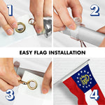 Load image into Gallery viewer, G128 Combo Pack: 5 Ft Tangle Free Spinning Flagpole (Silver) &amp; Georgia Flag 2.5x4 Ft Embroidered 220GSM Spun Polyester, Brass Grommets (Flag Included) Aluminum Flag Pole