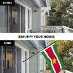 Load image into Gallery viewer, G128 Combo Pack: 6 Ft Tangle Free Aluminum Spinning Flagpole (Black) &amp; Suriname Surinamese Flag 3x5 Ft, LiteWeave Pro Series Printed 150D Polyester  Pole with Flag Included