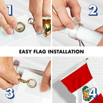Load image into Gallery viewer, G128 Combo Pack: 6 Ft Tangle Free Aluminum Spinning Flagpole (White) &amp; Peru Peruvian Flag 3x5 Ft, Double ToughWeave Series Double Sided Embroidered 210D Polyester  Pole with Flag Included