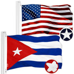 Load image into Gallery viewer, G128 Combo Pack: American USA Flag 3x5 Ft &amp; Cuba Cuban Flag 3x5 Ft  Both ToughWeave Series Embroidered 300D Polyester, Embroidered Design, Indoor/Outdoor, Brass Grommets