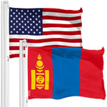 Load image into Gallery viewer, G128 Combo Pack: American USA Flag 3x5 Ft &amp; Mongolia Mongolian Flag 3x5 Ft  Both LiteWeave Pro Series Printed 150D Polyester, Brass Grommets