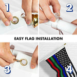 Load image into Gallery viewer, G128 Combo Pack: Flag Pole 6 FT White Tangle Free &amp; Thin Blue Green Red Line Flag 3x5 FT Brass Grommets Printed Polyester (Flag Included) Aluminum Flag Pole