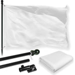 Load image into Gallery viewer, G128 Combo Pack: 5 Ft Tangle Free Aluminum Spinning Flagpole (Black) &amp; Solid White Color Flag 2.5x4 Ft, LiteWeave Pro Series Printed 150D Polyester  Pole with Flag Included