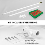 Load image into Gallery viewer, G128 Combo Pack: 6 Ft Tangle Free Spinning Flagpole (White) &amp; Turkmenistan Flag 3x5 Ft Printed 150D Polyester, Brass Grommets (Flag Included) Aluminum Flag Pole
