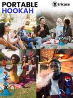 Load image into Gallery viewer, Blue Hookah set with everything Hookah Set 2 Hose Hookah LilOne