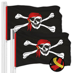 Load image into Gallery viewer, G128 2 Pack: Pirate Jolly Roger Red Head Scarf Flag  3x5 Ft  ToughWeave Series Embroidered 300D Polyester  Novelty Flag, Embroidered Design, Indoor/Outdoor, Brass Grommets
