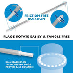Load image into Gallery viewer, G128 Combo Pack: 5 Ft Tangle Free Aluminum Spinning Flagpole (Silver) &amp; Solid Lime Green Color Flag 2.5x4 Ft, LiteWeave Pro Series Printed 150D Polyester  Pole with Flag Included
