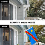 Load image into Gallery viewer, G128 Combo Pack: 6 Ft Tangle Free Spinning Flagpole (Silver) &amp; Democratic Republic of the Congo Flag 3x5 Ft Printed 150D Polyester, Brass Grommets (Flag Included) Aluminum Flag Pole