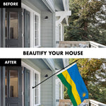 Load image into Gallery viewer, G128 Combo Pack: 6 Ft Tangle Free Aluminum Spinning Flagpole (Black) &amp; Rwanda Rwandan Flag 3x5 Ft, LiteWeave Pro Series Printed 150D Polyester  Pole with Flag Included