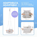 Load image into Gallery viewer, Grey Canvas Baby Swing Wooden Hanging Swing Seat Chair with Safety Belt Durable Baby Swing Chair Outdoor and Indoor Swing for Kids Mounting Hardware Included Gray