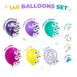 Load image into Gallery viewer, Balloon Garland Arch Kit 146 Pcs Hot Pink Metallic Purple Purple Cream Beige Yellow &amp; Confetti Balloons for Baby Shower Birthday Gender Reveal Wedding Party DIY Kit