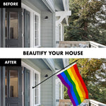 Load image into Gallery viewer, Combo Pack: 6 Ft Tangle Free Aluminum Spinning Flagpole (Black) &amp; LGBT Rainbow Pride Flag 3x5 Ft, LiteWeave Pro Series Printed 150D Polyester  Pole with Flag Included