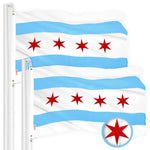 Load image into Gallery viewer, G128 Chicago Flag 2x3 Ft 2Pack Embroidered 300D Embroidered Stars, Sewn Stripes, Brass Grommets, Indoor/Outdoor, Vibrant Colors, Quality Polyester