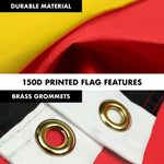 Load image into Gallery viewer, G128 Combo Pack: 6 Feet Tangle Free Spinning Flagpole (White) Belgium Belgian Flag 3x5 ft Printed 150D Brass Grommets (Flag Included) Aluminum Flag Pole