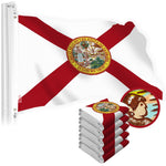 Load image into Gallery viewer, G128 5 Pack: Florida FL State Flag  2x3 Ft  StormFlyer Series Embroidered 220GSM Spun Polyester  Embroidered Design, Indoor/Outdoor, Brass Grommets, Heavy Duty, All Weather