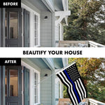 Load image into Gallery viewer, G128 Combo Pack: 6 Feet Tangle Free Spinning Flagpole (Silver) Thin Blue Line Flag 3x5 ft Printed 150D Brass Grommets (Flag Included) Aluminum Flag Pole