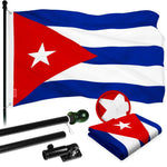 Load image into Gallery viewer, G128 Combo Pack: 6 Ft Tangle Free Aluminum Spinning Flagpole (Black) &amp; Cuba Cuban Flag 3x5 Ft, ToughWeave Series Embroidered 300D Polyester  Pole with Flag Included
