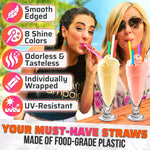 Load image into Gallery viewer, Large Pack of 300 Boba Straws Individually Wrapped – Thick Smoothie Straws Disposable for Milkshakes Bubble Tea Ice Lattes &amp; Lemonade Bar Supplies – (0.4  Wide 9.25  Tall) 8 Colors Smooth Edges