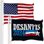 Load image into Gallery viewer, G128 Combo Pack: American USA Flag 3x5 Ft &amp; DeSantis Election 2024 Flag 3x5 Ft  Both LiteWeave Pro Series Printed 150D Polyester, Brass Grommets