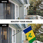 Load image into Gallery viewer, G128 Combo Pack: 6 Ft Tangle Free Aluminum Spinning Flagpole (Black) &amp; Saint Vincent and the Grenadines Vincentian Flag  3x5 Ft LiteWeave Pro Series Printed 150D Polyester  Pole with Flag Included