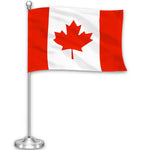 Load image into Gallery viewer, G128 Canada Canadian Deluxe Desk Flag Set  8.5x5.5 In  Printed 300D Polyester, with Silver Dome and Base, 15 Metal Pole, Decorations For Office, Home and Festival Events Celebration