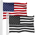 Load image into Gallery viewer, G128 Combo Pack: USA American Flag &amp; Thin Gray Line Flag 3x5 FT Printed 150D Indoor/Outdoor, Vibrant Colors, Brass Grommets, Quality Polyester