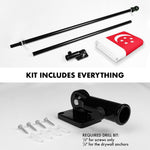 Load image into Gallery viewer, G128 Combo Pack: 6 Ft Tangle Free Aluminum Spinning Flagpole (Black) &amp; Singapore Singaporean Flag 3x5 Ft, LiteWeave Pro Series Printed 150D Polyester  Pole with Flag Included
