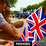 Load image into Gallery viewer, G128 12 Pack Handheld United Kingdom UK Stick Flags  12x18 In  Printed 150D Polyester, Country Flag, Solid Wooden Stick, Spear Gold Tip