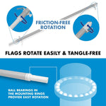 Load image into Gallery viewer, Combo Pack 6 Ft Tangle Free Aluminum Spinning Flagpole Silver Betsy Ross 1776
