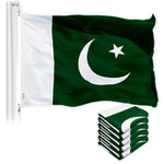 Load image into Gallery viewer, G128 5 Pack: Pakistan Pakistani Flag  3x5 Ft  LiteWeave Pro Series Printed 150D Polyester  Country Flag, Indoor/Outdoor, Vibrant Colors, Brass Grommets, Thicker and More Durable Than 100D 75D Poly